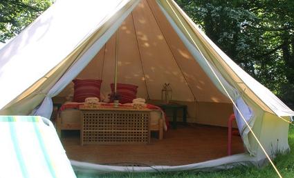 Elm Farm glamping Bell tent interior