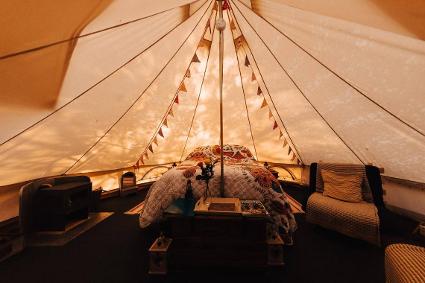 The Orchard Glamping - Bell tent interior