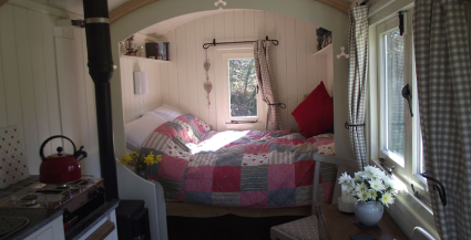 Hut in the Sheep Wash glamping shepherds hut interior