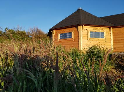 Octagonal cabins at Little Seed Field in the Yorkshire Dales