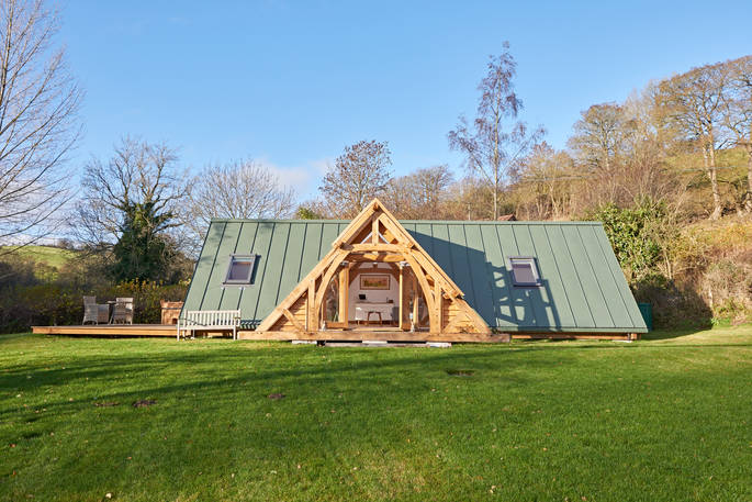 Uniquely-designed cabins at Offa's Pitch