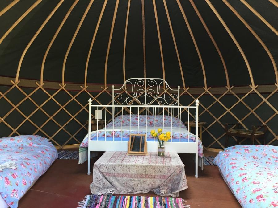 Inside a Yurt at Tey Brook Orchard Browning Bros Glamping